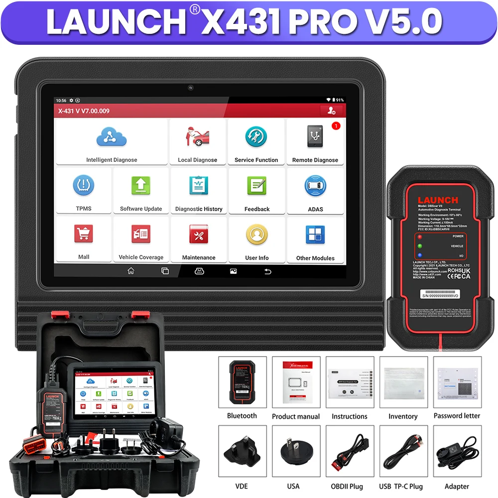 LAUNCH X431 PRO V5.0 Bidirectionele Scantool Auto Volledige Systeem Diagnose Scanner CANFD DOIP ECU Codering 38+ Reset Auto OBD2 Scan - afbeelding 1