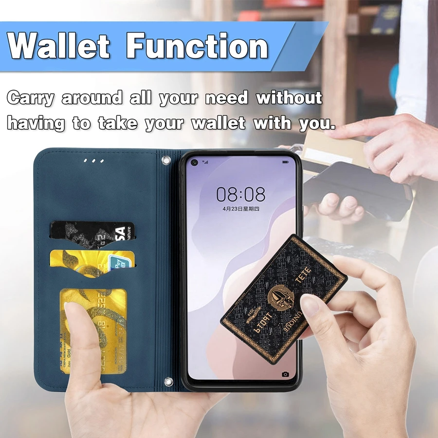 Retro Skin Feel Suck Wallet Case For Huawei P50 P40/P30 Lite/Pro Mate 40 Pro 30 Lite P Smart 2019/2020/2021 Honor 50 Pro 30S 20