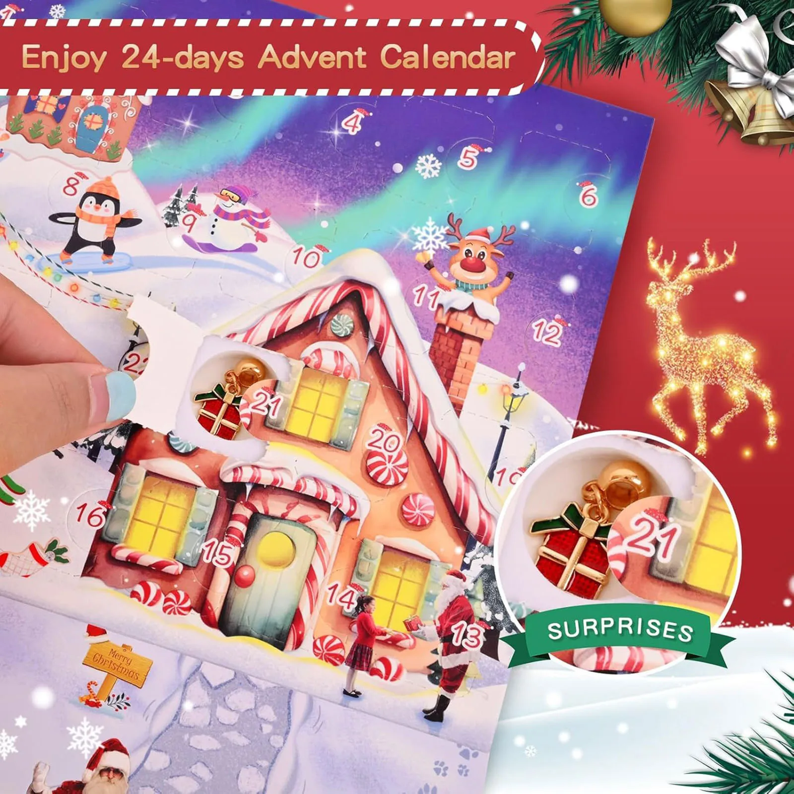 教室用10分砂時計 クリスマスアドベントカレンダー ブレスレット 2025 24電池式 屋外クリスマスライト タイマー付き
