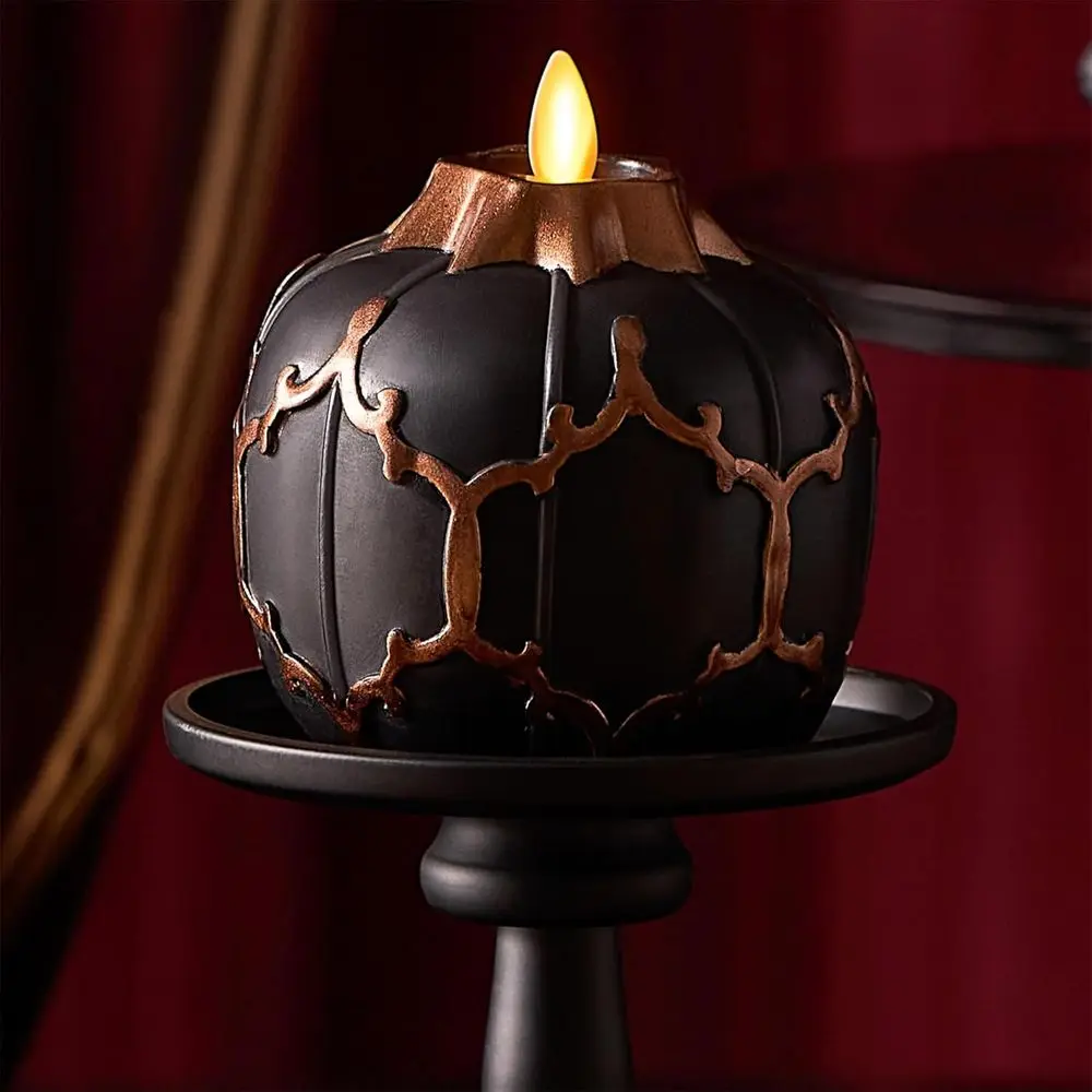 

Elegant Pumpkin LED Candle with Timer, 3.8 x 4.3, Real Wax, Requires AA Batteries, Perfect for Halloween and Indoor Decor