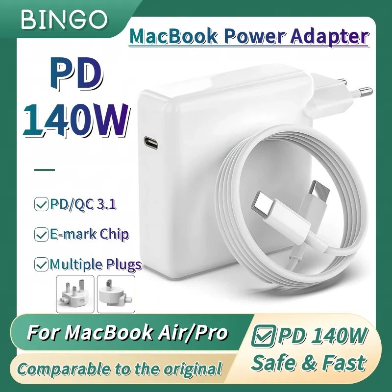 140W USB-C PD Fast Charger Compatible with MacBook Pro 14/16 inch A2442 A2485 A2779 A2780 M1-M4, Multi Safe Protection