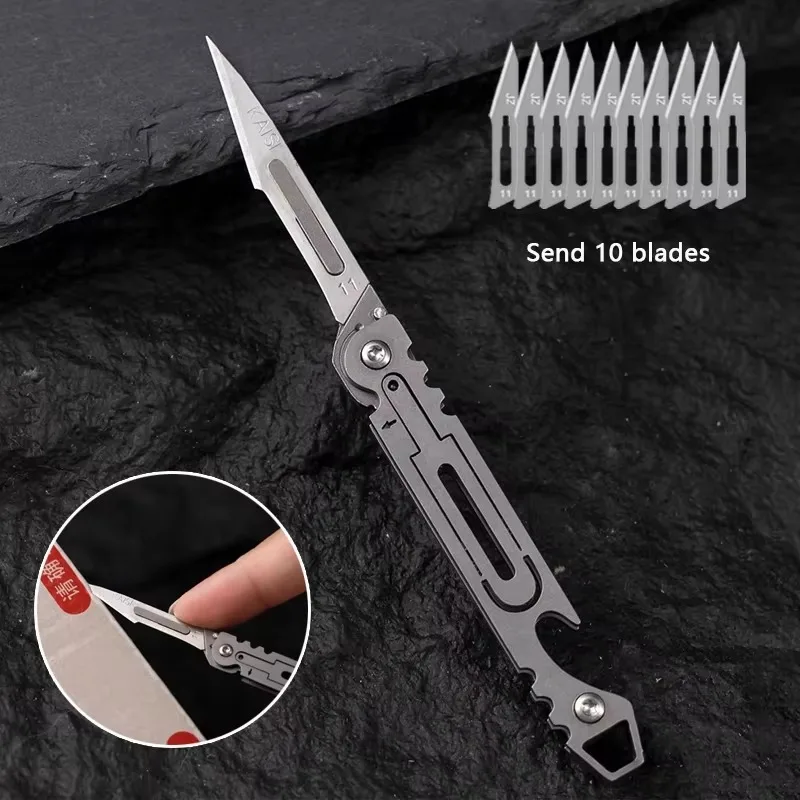 Portable Folding Unboxing Knife High Hardness Sharp Surgical Knife Keychain Detachable Express Delivery Replaceable Blade