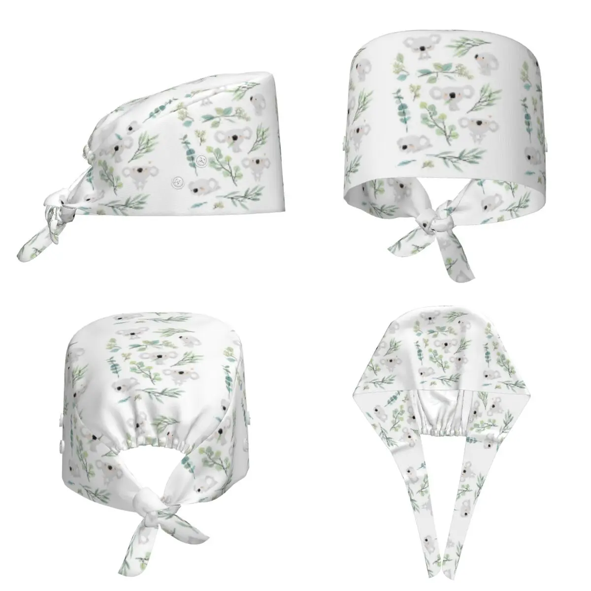 Koala And Eucalyptus Pattern Scrub Hat Doctor Working Surgical Cap Men Women Adjustable Nursing Caps for Dentist