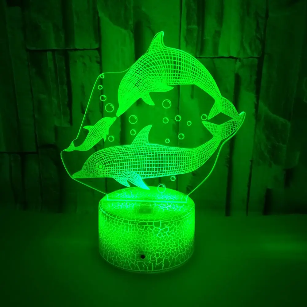 Nighdn Dolphin Night Light para niños, lámpara de noche de ilusión 3D, decoración de dormitorio, regalo de cumpleaños de Navidad para niños y niñas