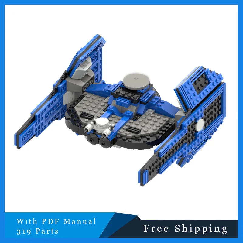 

319 шт., креативная боевая модель со звездой, MOC Building, синий крутой предупредитель, модульная технология, подарки, праздник, сборка, детские игрушки, костюм