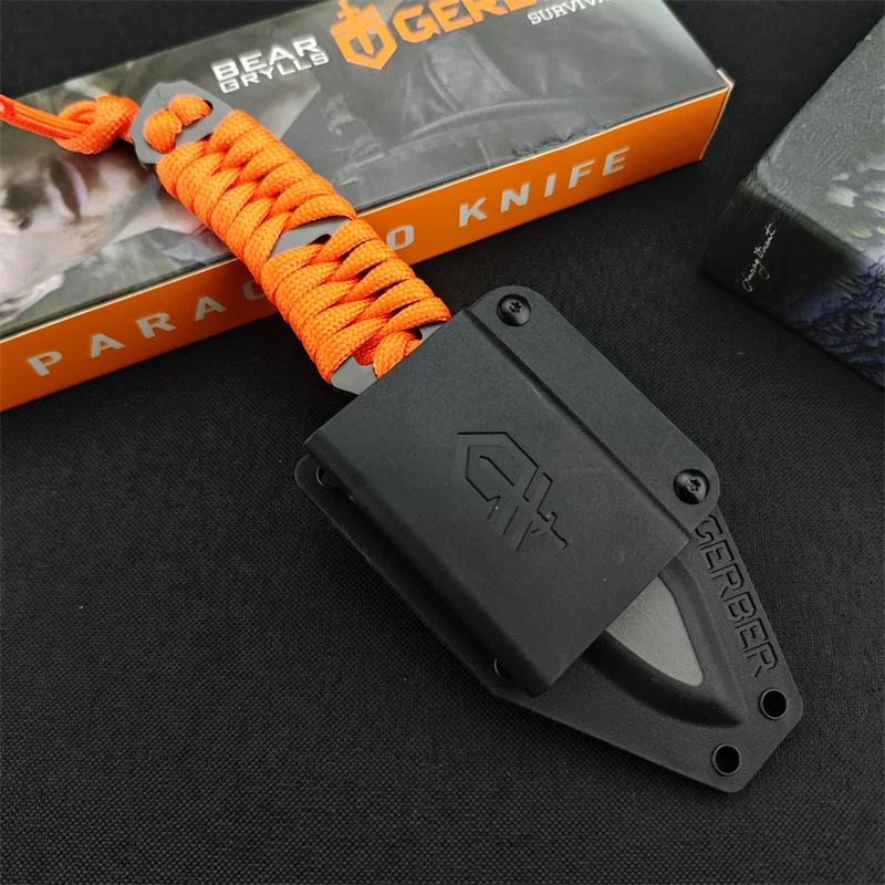 New GB tie dagger, outdoor Tactical Hunting self-defense Adventure Utility EDC tool, nylon rope handle 8Cr13Mov steel finish