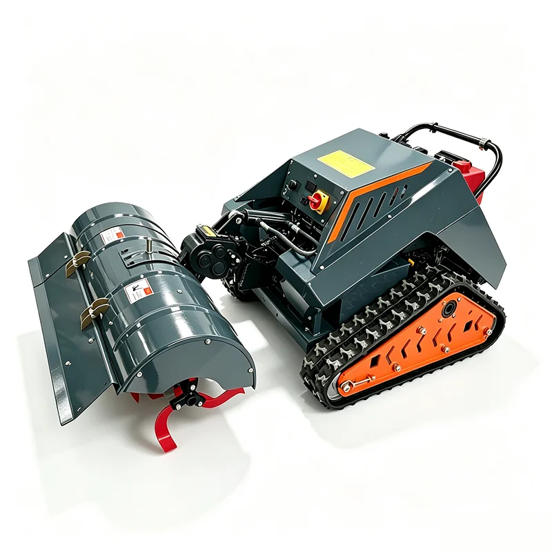 15HP Diesel Multifunctional Remote Crawler Tiller | Flail Mower, Ditching & Soil Loosening Machine for Orchard & Greenhouse