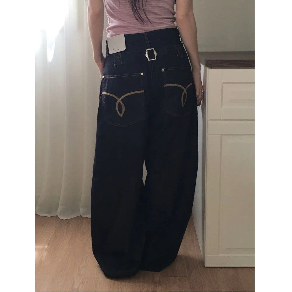 

Джинсы Browan с вышивкой, с высокой талией, свободного кроя, прямые, в винтажном стиле, женские, из премиального денима, повседневные, на все сезоны, хлопок