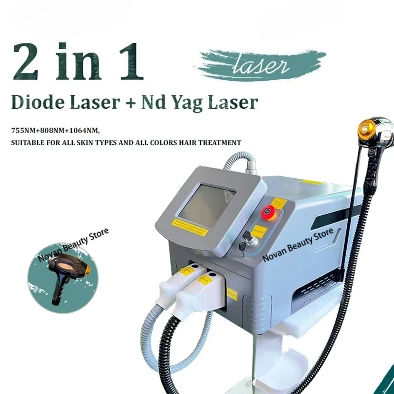 

2 In 1 808 Diode lasar Penghilang Rambut Permanen Q Switched Nd Yag Portabel 1064 Nm 1320 Nm Mesin lasar Penghilang Tato Picosec