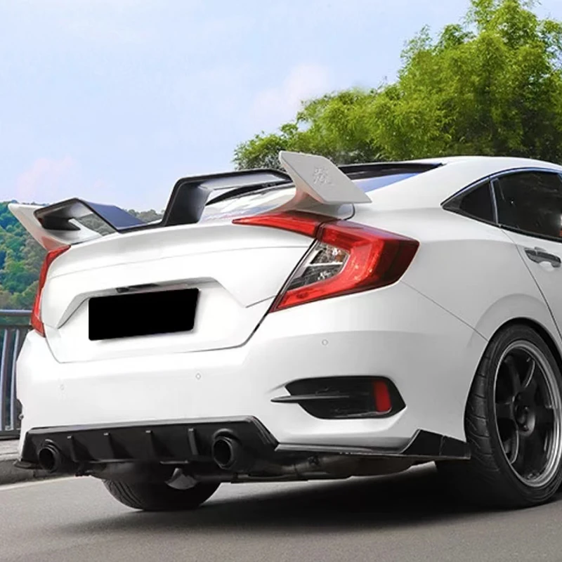 For Honda Civic 10th Gen 4 Door spoiler 2016 2017 2018 2019 2020 ABS Plastics Car Rear trunk cover wings spoiler Airfoil