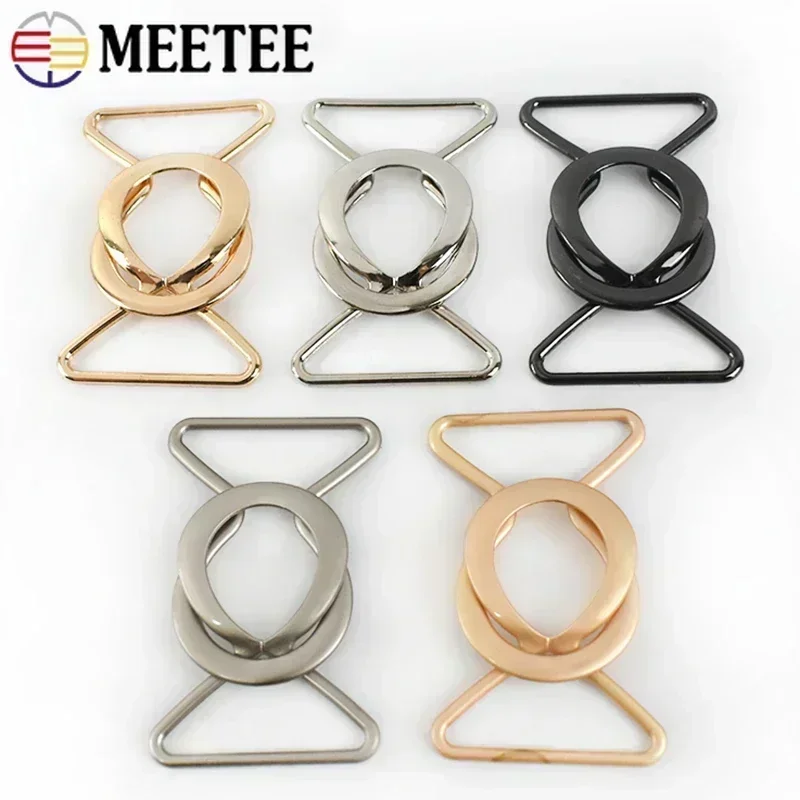 5Pcs Meetee 20-40mm Metal Buckles Women Coat Waist Buckle for Dress Bags Clothes Belt Clasp DIY Garment Decorative Accessories