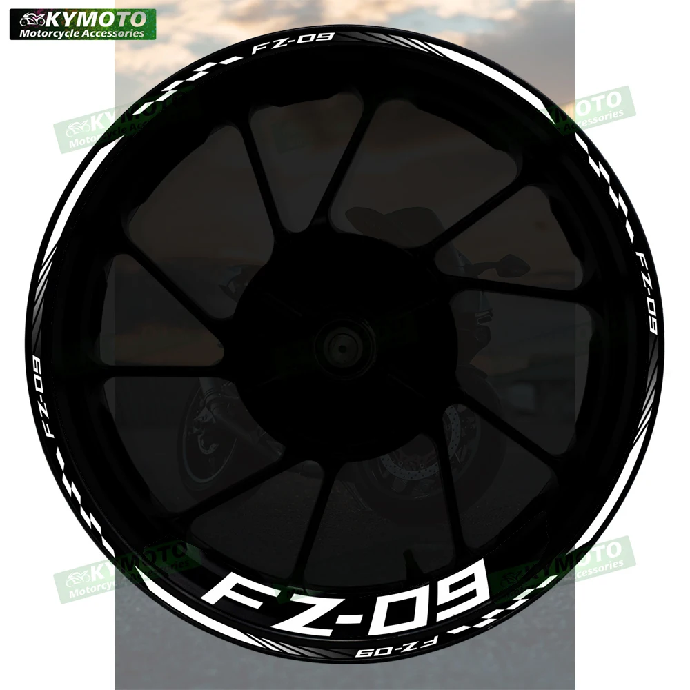 

Аксессуары для мотоциклов FZ-09 FZ09, 17-дюймовые наклейки на передние и задние колеса, обтекатель, ступица, светоотражающий обод, полоса, наклейка, украшение