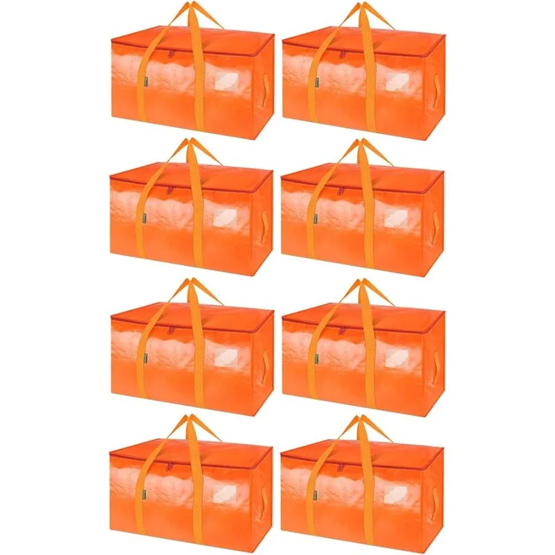 

8-Pack Oversized Moving Bags with Reinforced Handles, Heavy-Duty Storage Tote for Clothes, Moving Supplies (Orange, 8-Pack)