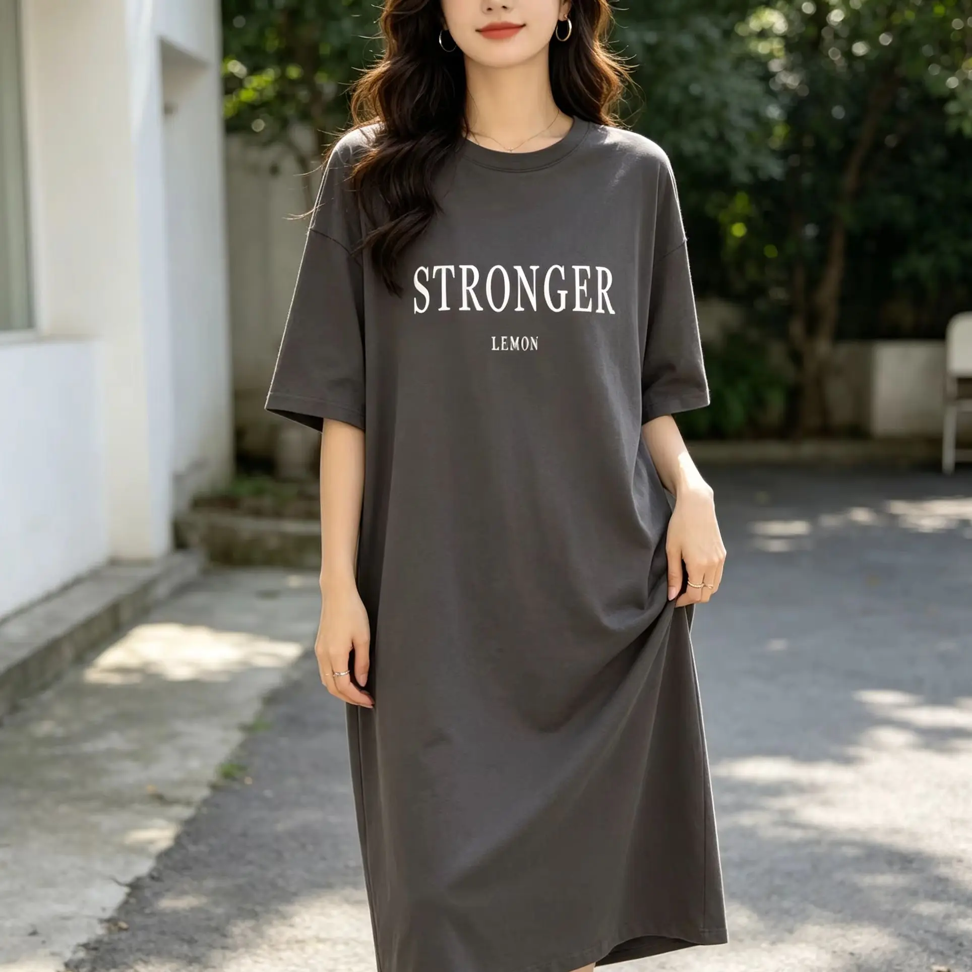 

Summer Oversized Loose Dress Women 2025 New Simple Casual Letter Printed Short Sleeved Dress