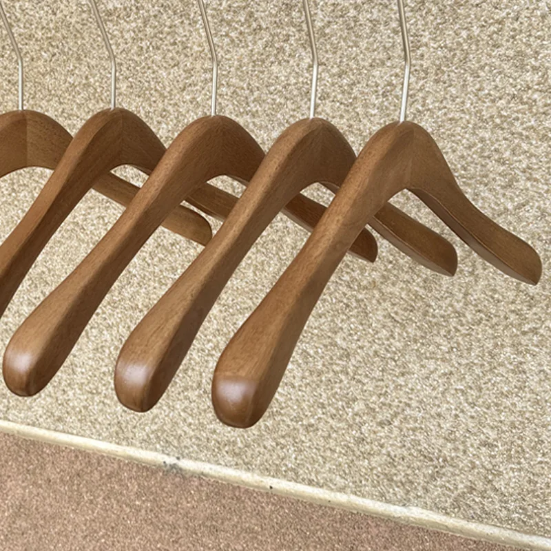 Walnut wood Coat Hangers , Natural Wood Suit Hangers with Non Slip Pant Bar, Clothes Hangers for Shirts, Jackets, Dress, Pant