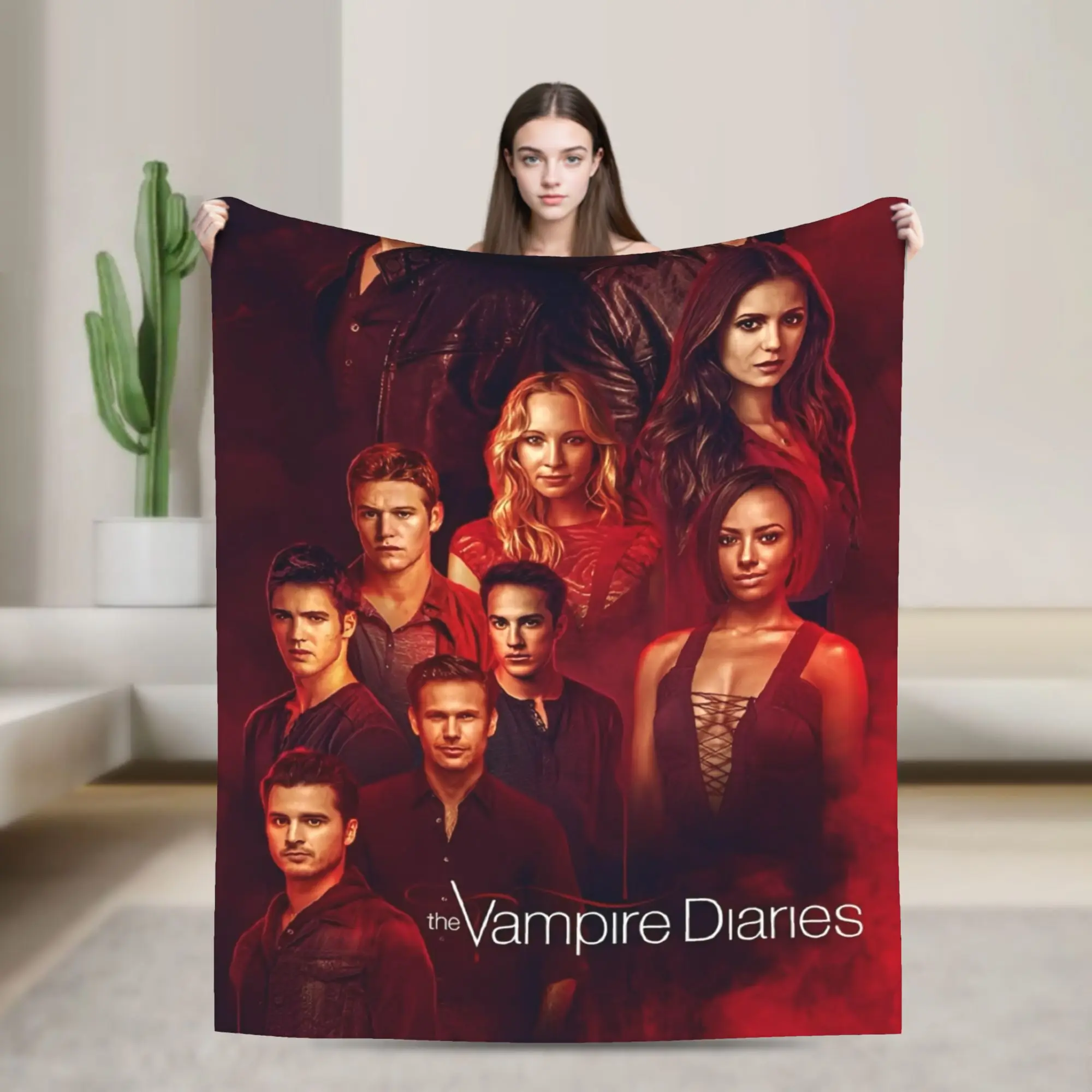 

The Vampire Diaries Printed Blanket For Men Women Warm Cozy Fluffy Throw Blankets for Couch 50x60 Inches Multiple Sizes