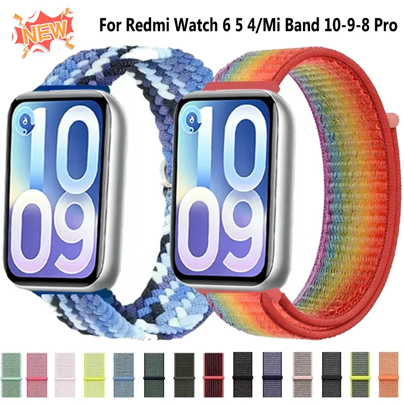 Weiches Nylon-Schlaufenarmband für Redmi Watch 4 5 6, sportliches, bequemes, atmungsaktives Armband, Xiaomi Mi Band 8/9/10 Pro Correa Zubehör