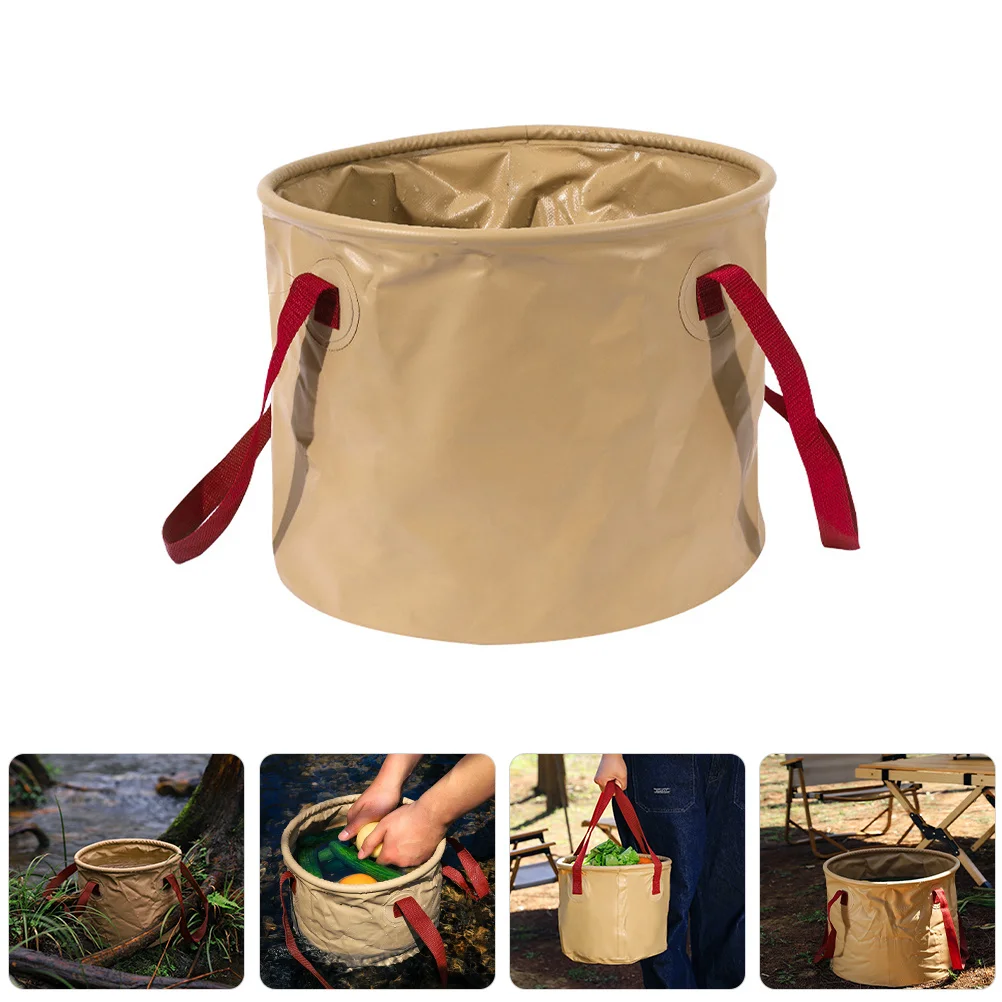 

Camping Folding Water Bucket Portable Washbasin Reinforced Stress Areas Compact Storage Travel Beach Trip Bbq Activities