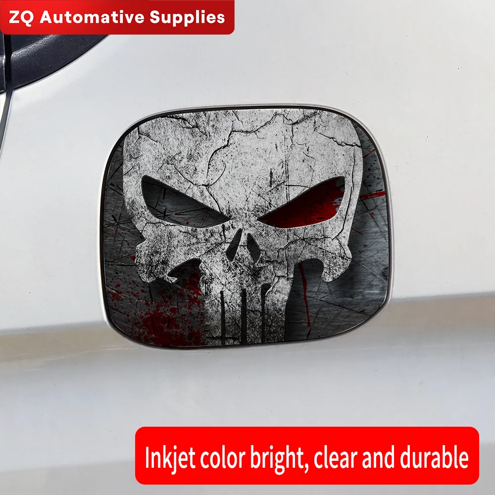 Horror Punisher Skull Car Sticker Refueling Cap Fuel Tank Cap Cover Waterproof Sunscreen Sticker Vinyl Decal Accessories