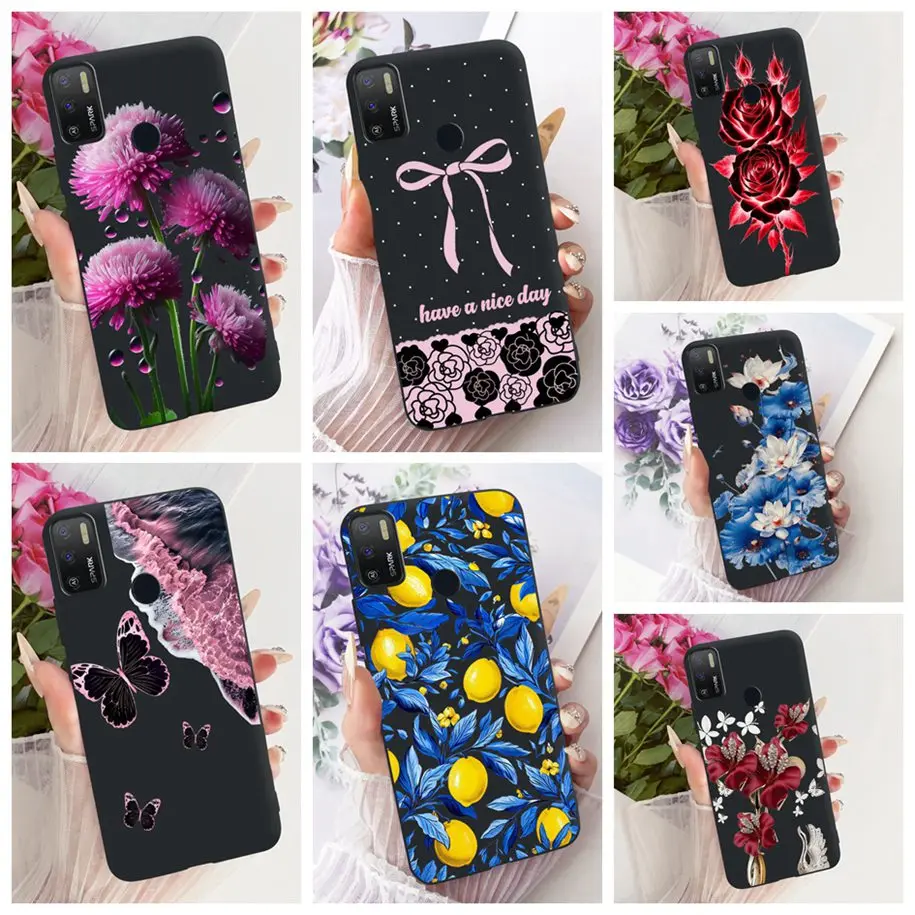 Противоударный чехол для Tecno Spark 5 Air/Spark 6 Air, чехол для телефона KD6a KE6 KE6j KF6, бампер, новая мода, мягкий силиконовый чехол с цветком Противоударный чехол для Tecno Spark 5 Air/Spark 6 Air, чехол для телефона KD6a KE6 KE6j KF6, бампер, новая мода, мягкий силиконовый чехол с цветком
