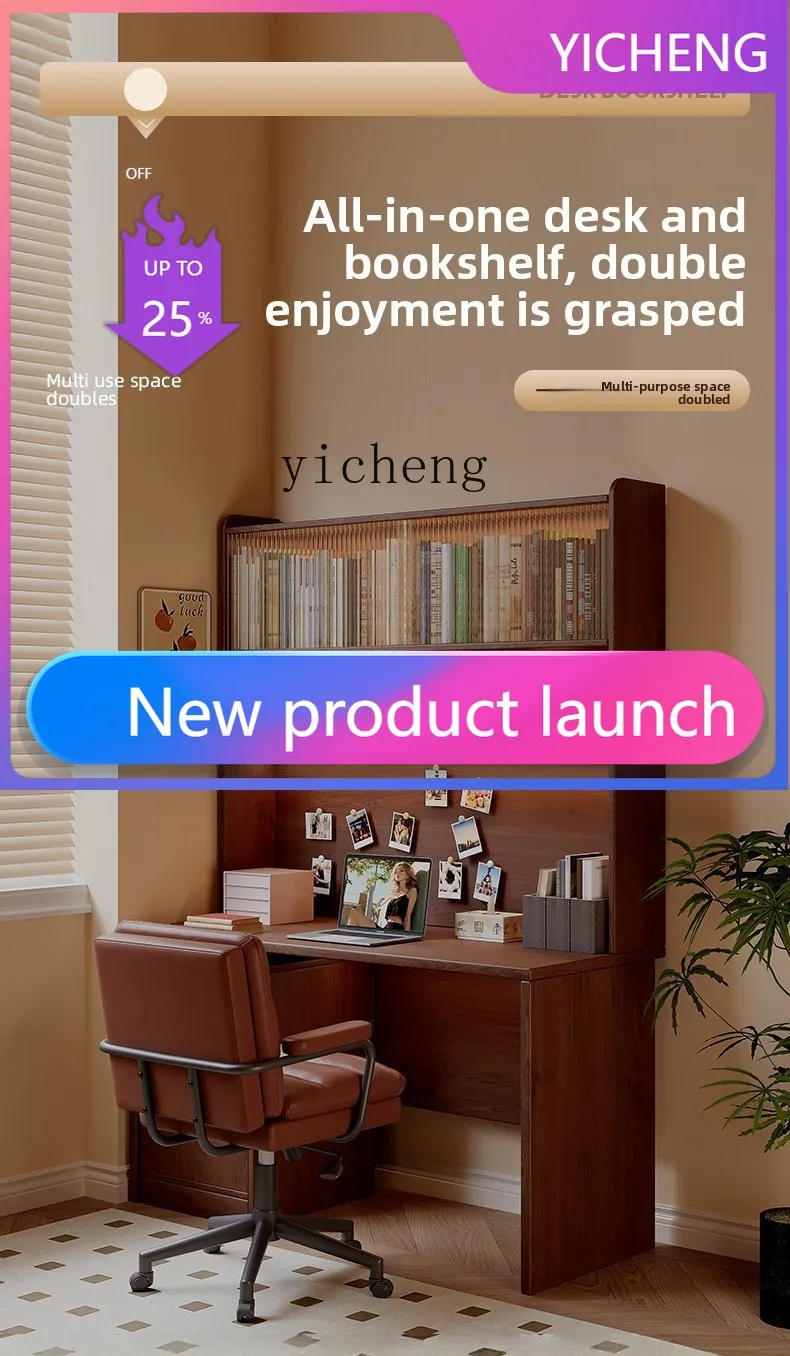 

Desk and Bookshelf Integrated Wall-Mounted Study Computer Desk for Home Use