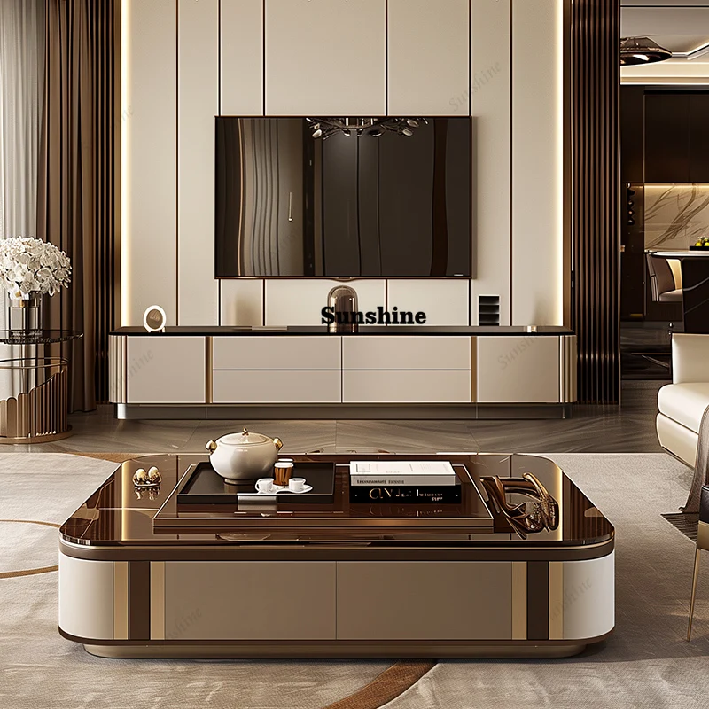 

Rustic Nordic Coffee Table Designer Glass Top Minimalist Storage Coffee Table Living Room Modern Tavolino Da Salotto Furniture