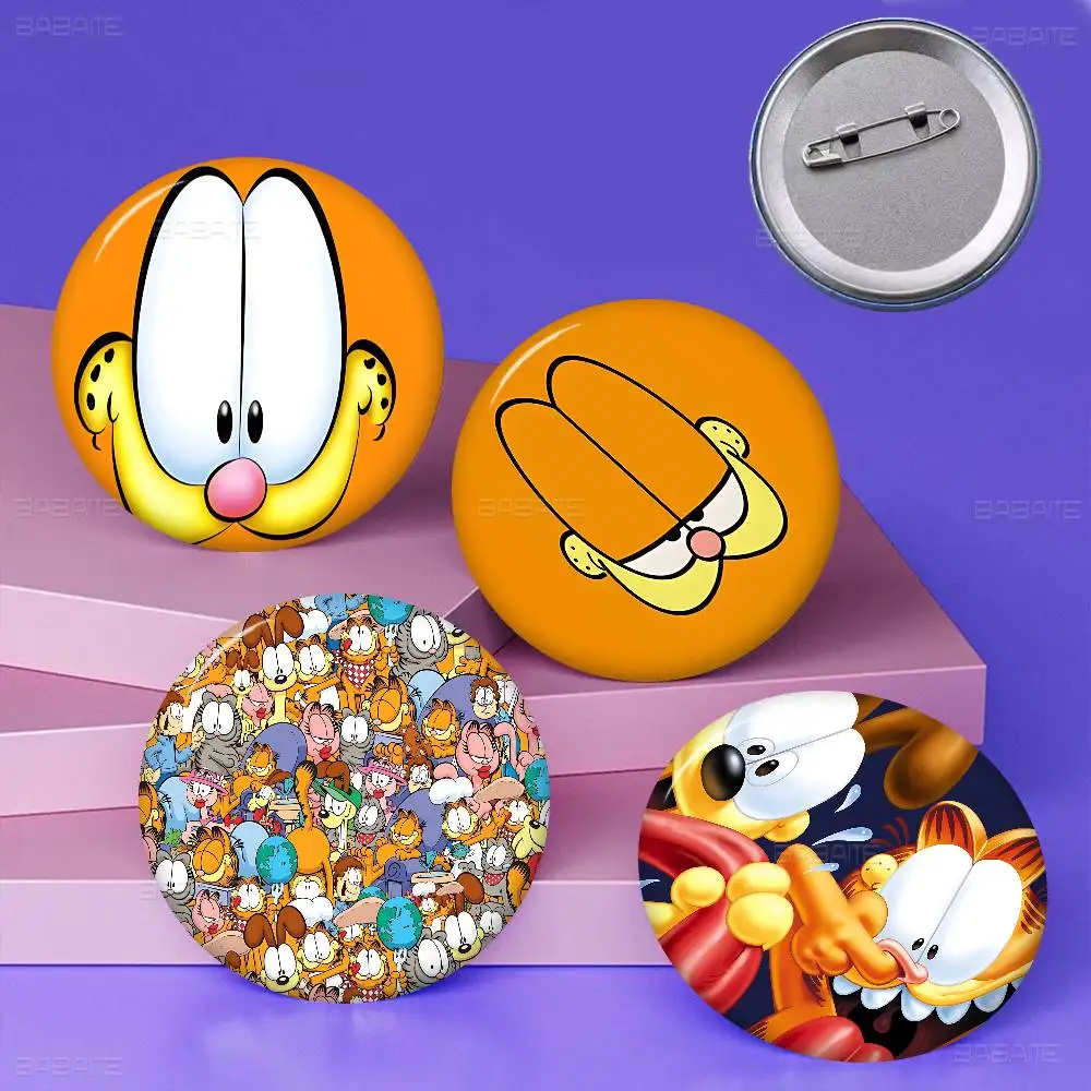 Cartoon Cute Cat G-Garfield Anime Button Pin Handmade Brooch For Clothes Cartoon Badge Backpack Decoration Jewelry Accessories