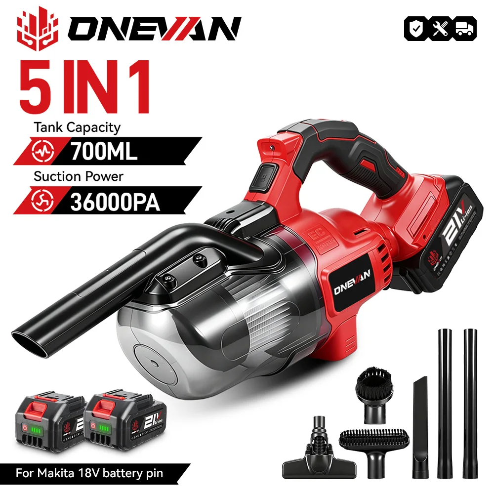 ONEVAN 16KPA Electric Vacuum Cleaner 6in1 Cordless Handheld Home Vacuum Floor Pet Hair Cleaning Tool For Makita 18V Battery Pin