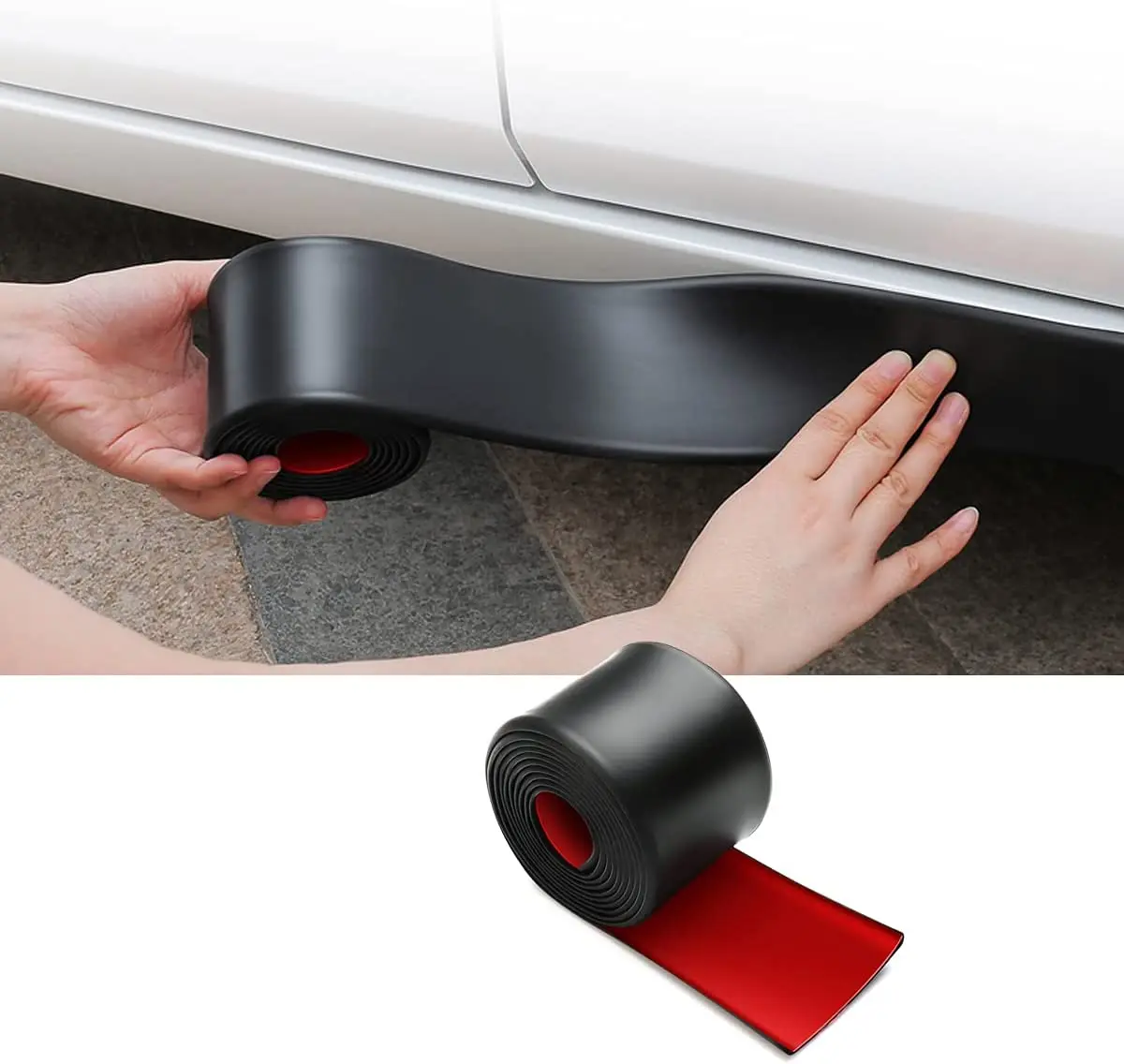 Faldones laterales para protectores de automóviles antiarañazos, faldones laterales universales de goma antiarañazos protectores de bordes. Protector de parachoques