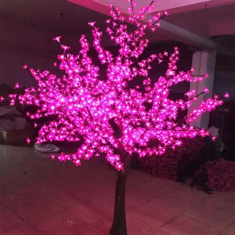 2m led simulation cherry blossom tree Christmas tree landscape courtyard light Outdoor waterproof restaurant Hotel decorative