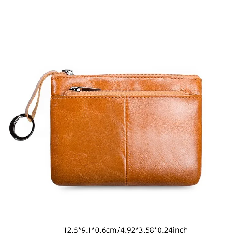 Mini porte-monnaie en cuir pour hommes et femmes, fermeture éclair, étudiant, vintage, court, dame, petit, mince, femme, homme, sacs fins