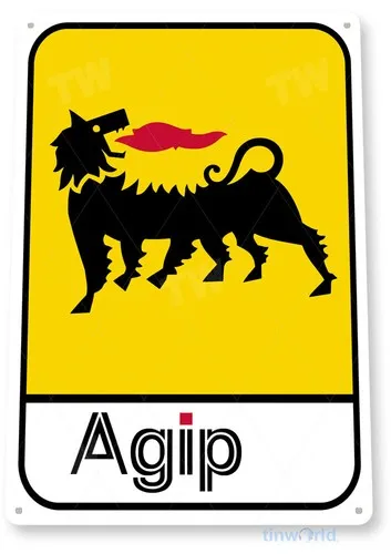 TIN SIGN AGIP Gas Oil Sign, Station, Garage, Auto Shop, Retro, Metal Décor, B085 --Tin Sign