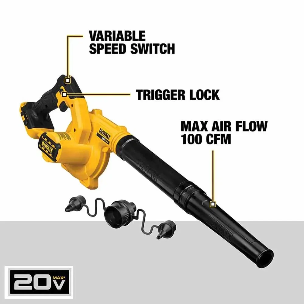 Dewalt DEC100 Wireless Air Blower Rechargeable for Jobsite 18000rpm 80m/s 2.8Cubic Meter Per Min Universal 20v and 18v Battery