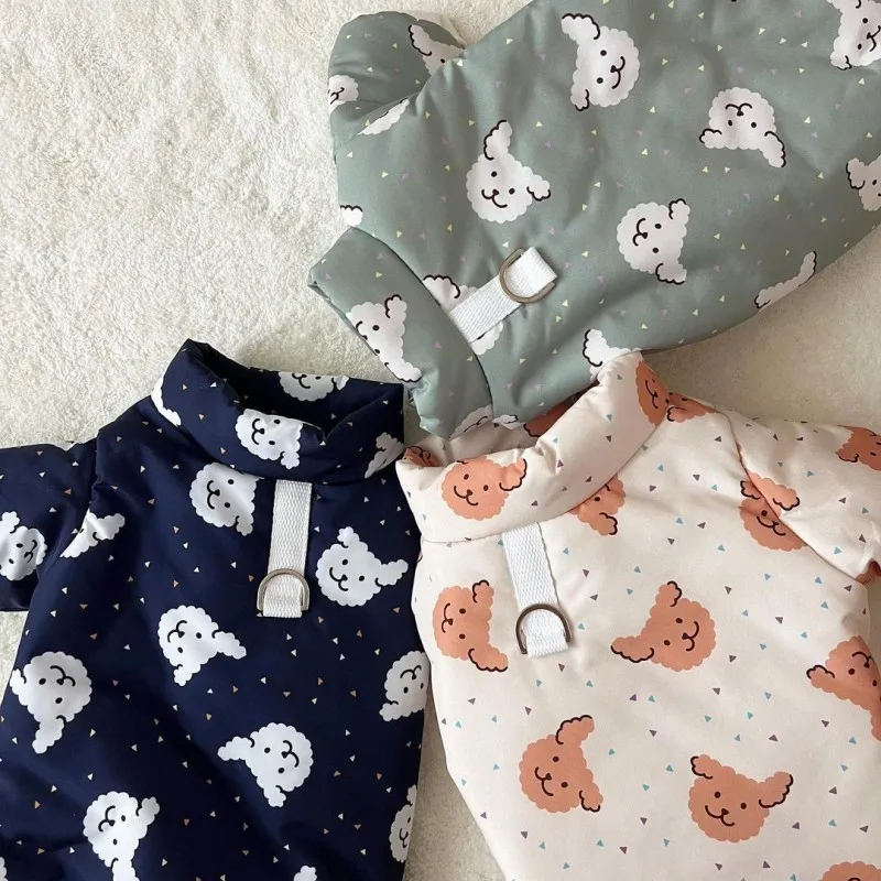 Wasserdichte warme Hundejacke mit Bärenmuster, Winter-Hundemantel, Baumwolle, vierbeinige Hundekleidung, Chihuahua, Pudel, Bichon, Welpenzubehör – Detail 6