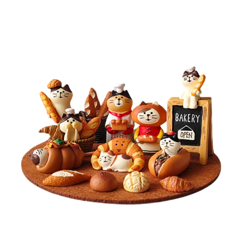 

Anime Peripheral Cat Bread Baking Cake Afternoon Tea Milk Tea Shop Ins Cute Girl Heart Mini Desktop Ornaments To Relax The Mood