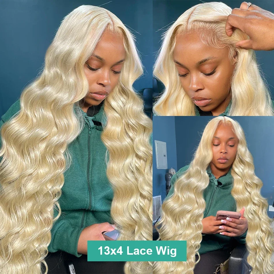 613 13x6 Lace Front Wig Human Hair 28 Inch Blonde Wig Human Hair 180% Density Body Wave HD Blonde Lace Front Wigs Human Hair