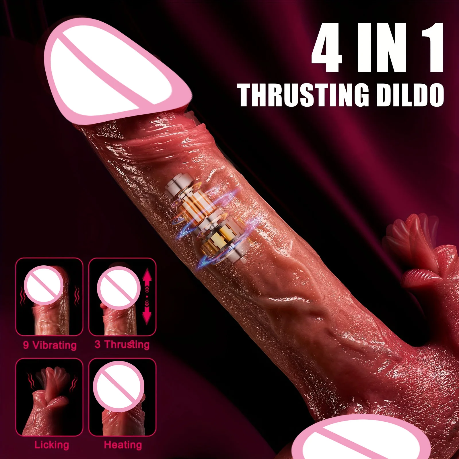 Realistic Thrusting Dildo Licking Dick Vibrating Penis for Penetration Double Anal G-Spot Masturbation Adult Sex Toys for Women