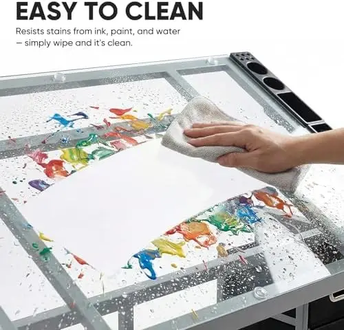 Professional Drafting Table for Adults Teens, Tilting Glass Tabletop Art Craft Desk Diamond Watercolor Paintings view 6