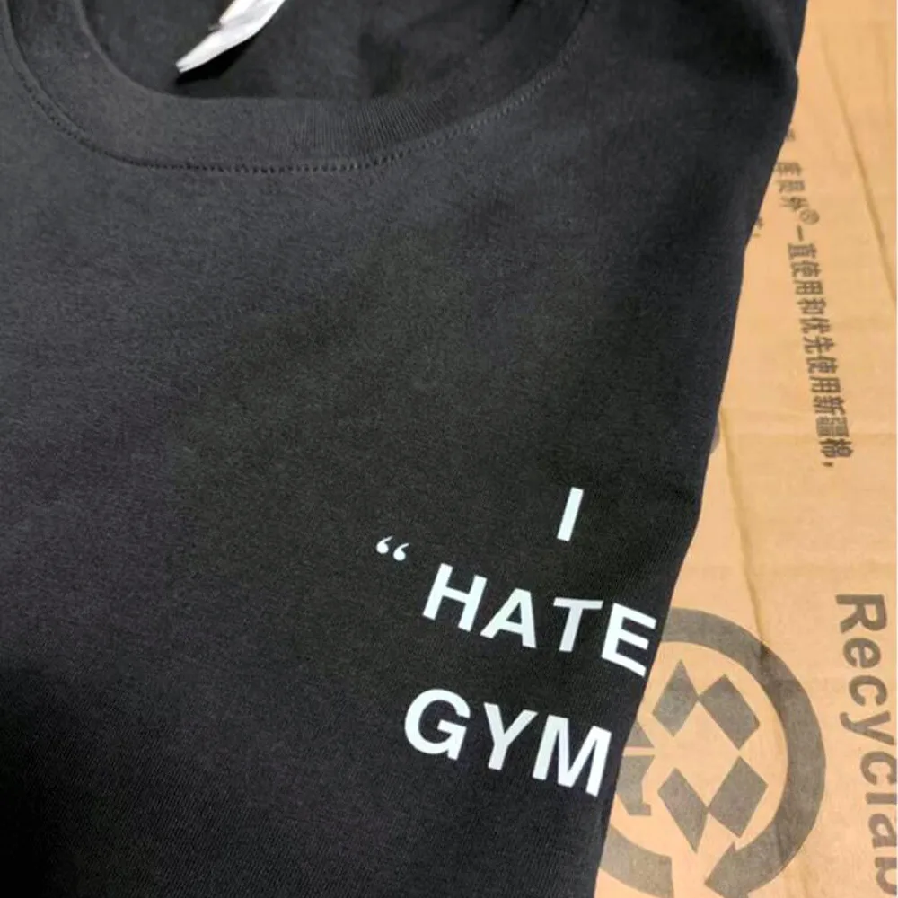 I Hate Gym Funny Slogan Letters Printing Unisex T Shirts Loose Cotton Short Sleeve Summer Casual Tops 2026 Fashion Crewneck Tees