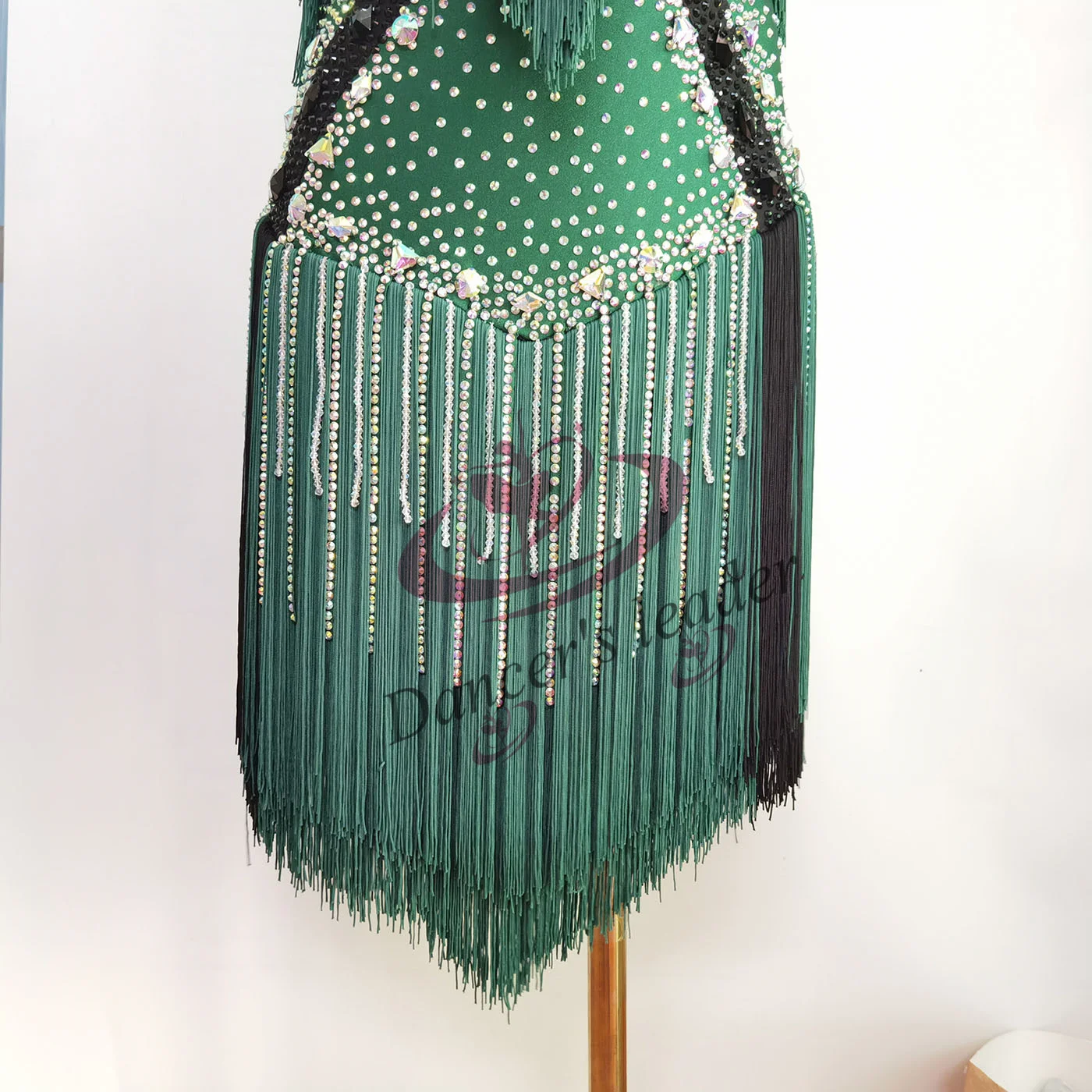 Robe de danse latine haut de gamme, personnalisée, avec pompon fait à la main, entièrement en diamant, vêtements professionnels de scène Chacha Tango