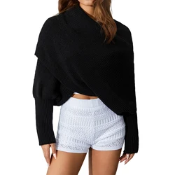 Women Men Scarf, Knitting Wrap Sweater Multi-Use Knitted Autumn Winter Solid Color Scarf with Sleeves