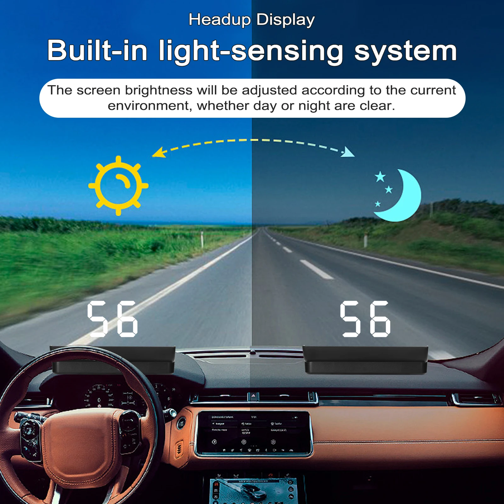 Car Headup Display Windshield Projection Heads Up Display LED Digital Speedometer with Reflective Film for Car Truck SUV RV