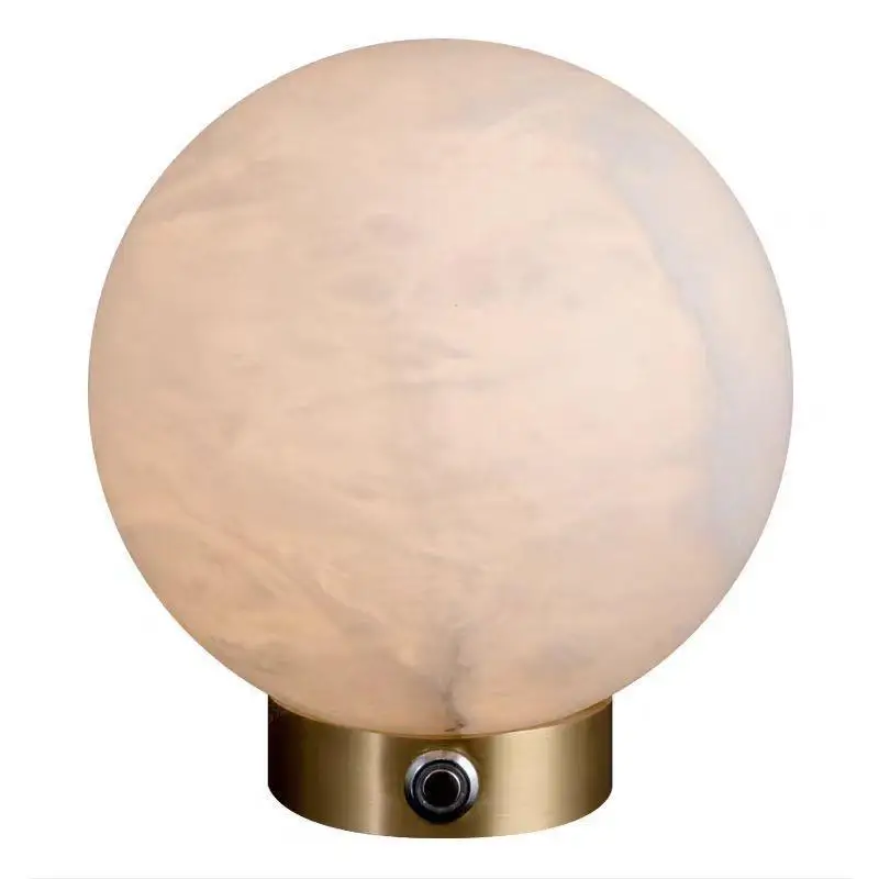 Imported natural marble table lamp, all copper three-color touch switch, dinner atmosphere light
