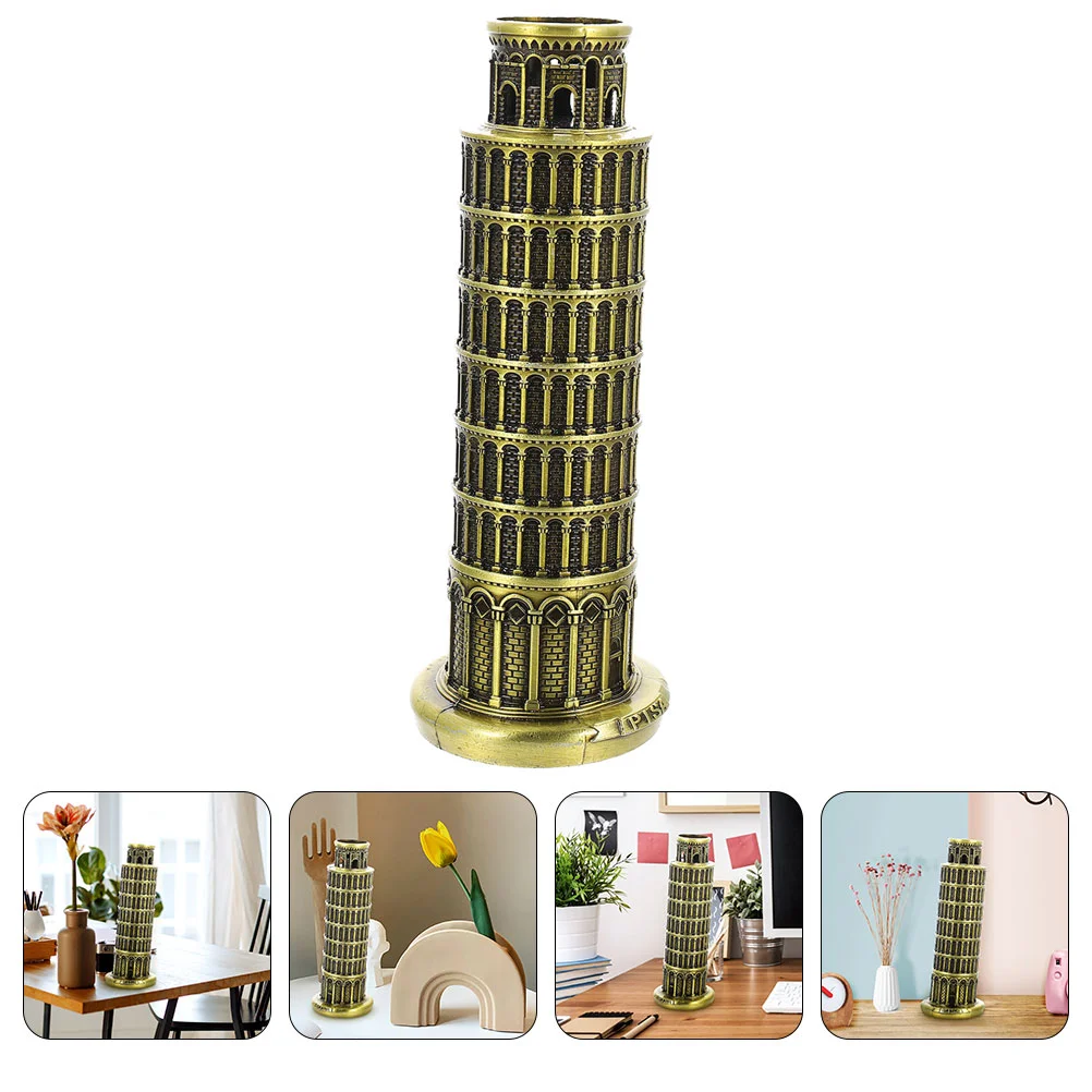 

Leaning Tower of Pisa Model Household Desktop Building Adornment Italy Decorations Gift Alloy Party Ornament