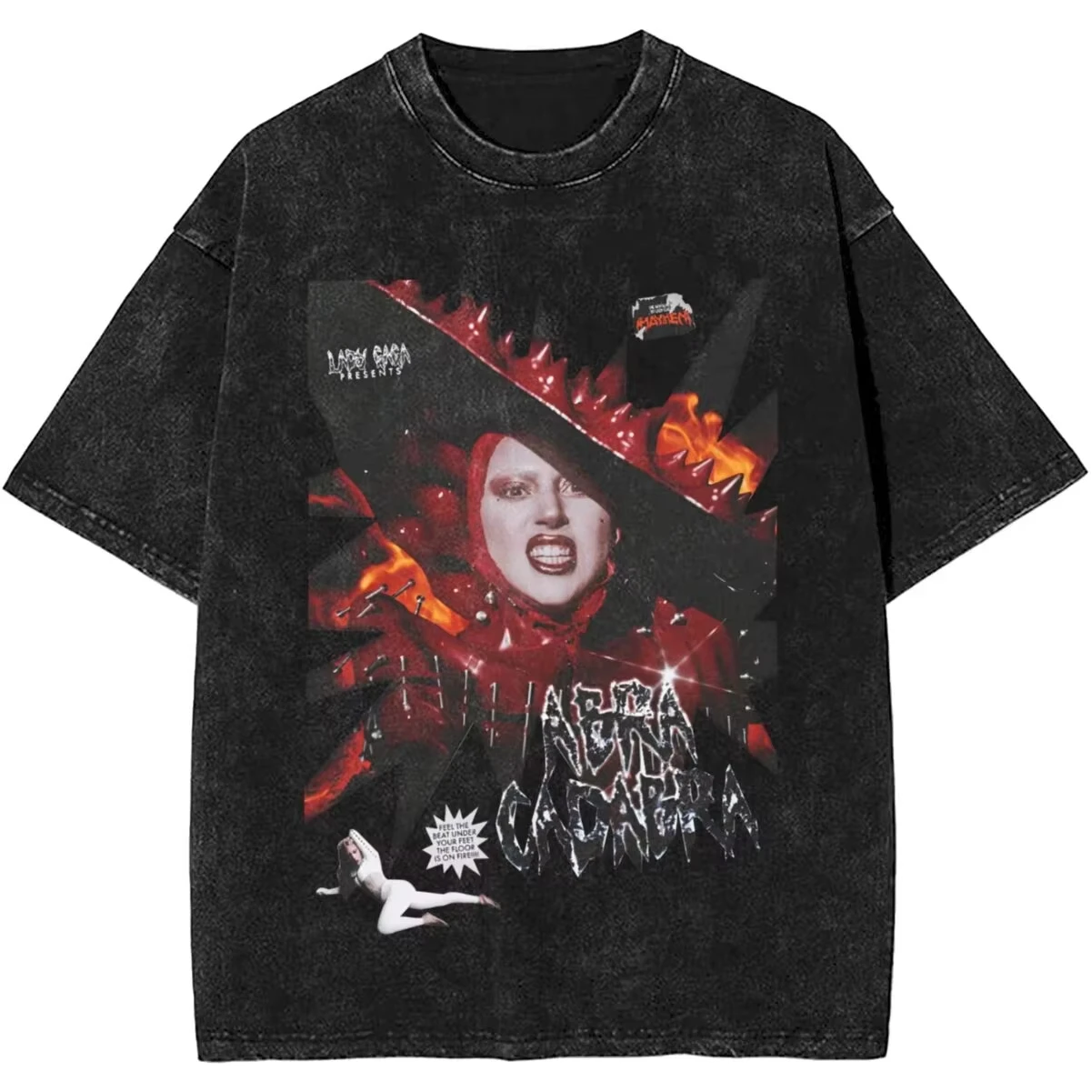 

Модная летняя женская футболка Gaga, винтажная стираная футболка Mayhem 2025 Album Y2K, забавный топ, хлопковая футболка с короткими рукавами, повседневная мужская женская одежда