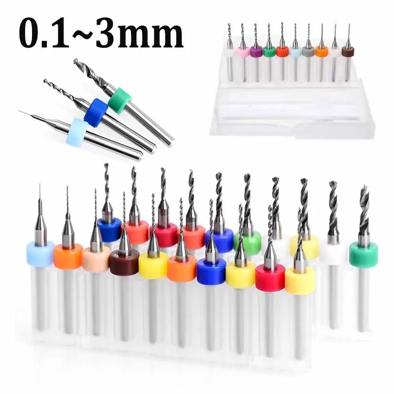 10pcs 0.1~3mm PCB Drill Bit Micro Drill Bit PCB Printed Circuit Board Drilling Tool Shank Carbide Hole Drilling Cutter