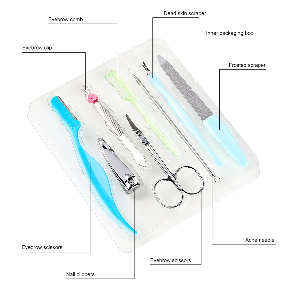 8Pcs Professional Manicure Tools Pedicure Kit Nail Clipper Set Portable Case Nippers Trimmer Nail Care Grooming Tools Set