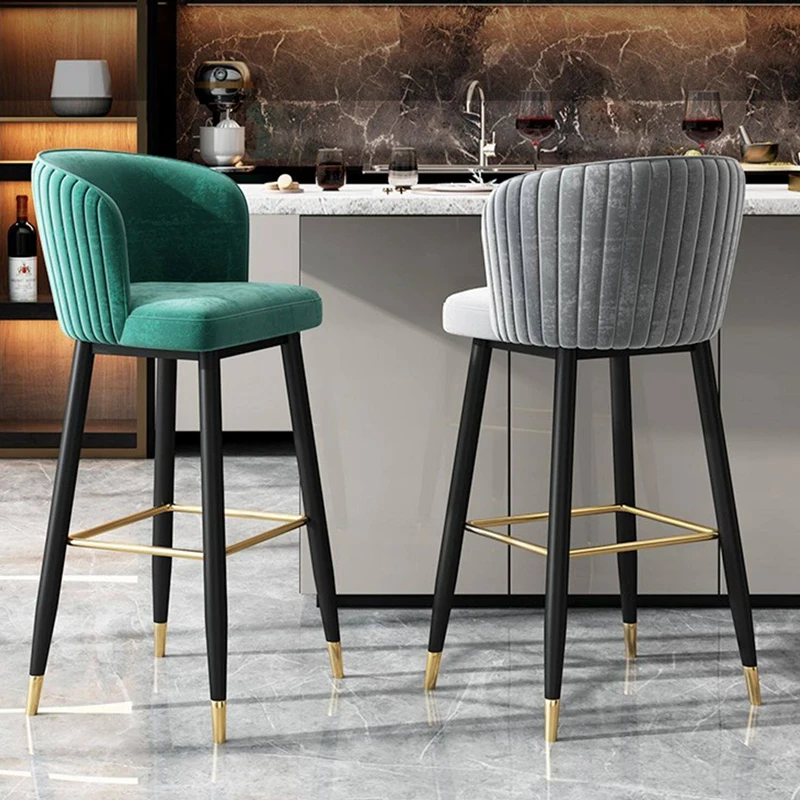 Light luxury fabric bar chair Modern home high stool bar chair The latest simple designer soft hotel bar chair