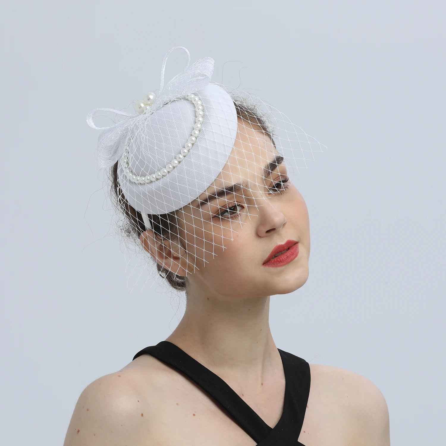 Derby Kenducky Fasciantor Hat Wedding Veils With Pearl Headwear For Women Bride Party Mesh Headpiece Fashion Hair Accessories