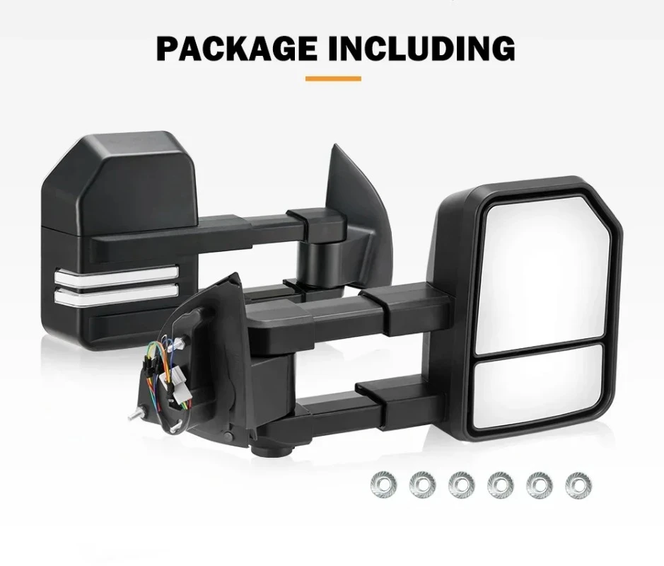 SAN HIMA Schwarzes Paar LED-Blinker, ausziehbare LKW-Schleppspiegel für Ford Ranger Wildtrak Raptor ab 2012